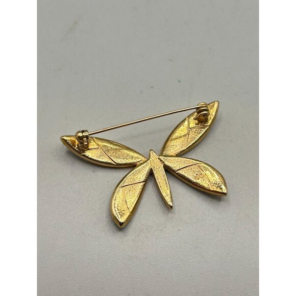 Signed LC Liz Claiborne Enameled Butterfly Pin Brooch 80s Blue Swirls Gold Tone - Picture 5 of 7